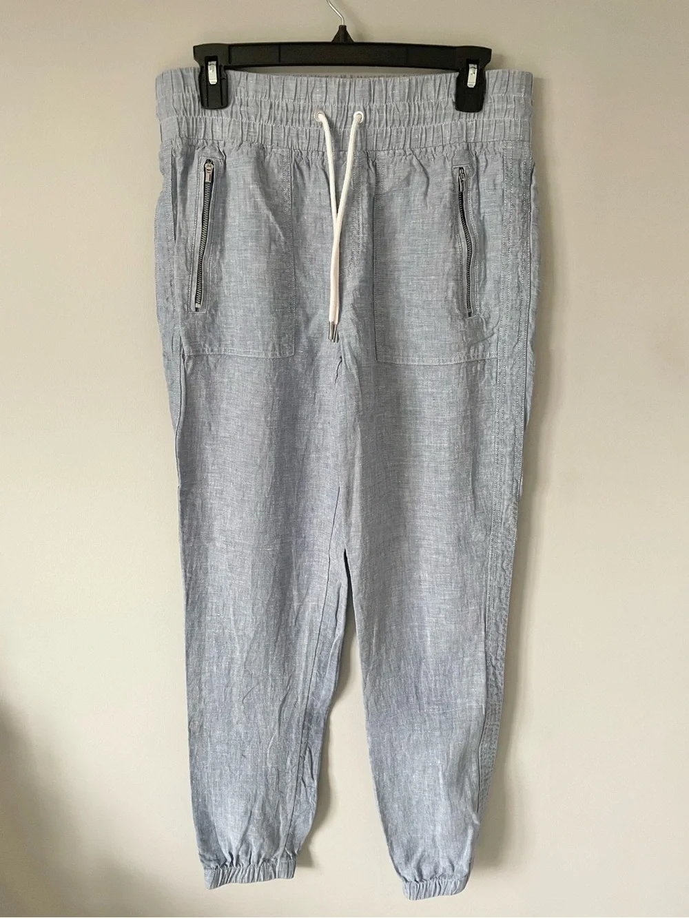 Athleta Cabo Linen Jogger Women’s Chambray Blue Size 6 Tall Pockets EUC